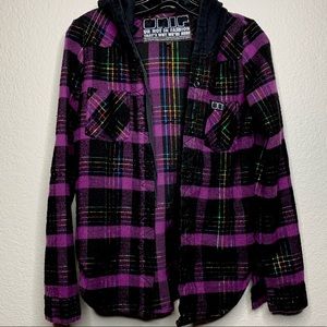 Unif Purple Flannel Hoodie Jacket 